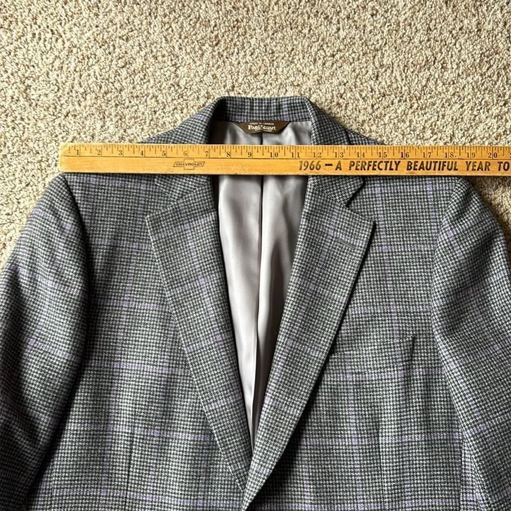 Paul Stuart Men’s Gray Lavender Houndstooth Windowpane Check Sportcoat 42 L